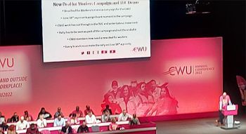 Image: Gen Sec Dave Ward at rostrum