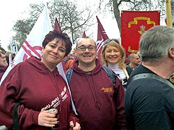 CWU member Kate with Execc members Graham and Karen