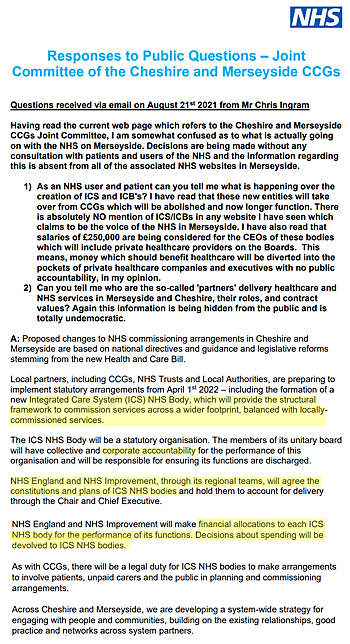 Image: Response to public queations - click to download document from the Cheahusre and Merseide website