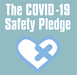 Image: Covid19 Safety Pledge: click to go to campaign website