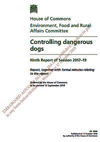 Pic: House of Commons Dangerous Dogs Legislation report - click the pic to download from E-Library