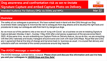 Image: Dog Awareness RMG Briefing - click to download