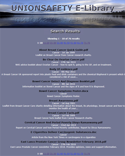 Pic: E-Library search results on Cancer