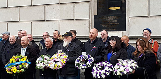 Pic: Wreath laying at Mersey Tunnel placque