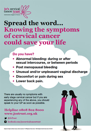 Pic: Jo's Trust Cervical CAncer poster - click to download