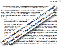 Pic: letter condemning US company - click to download