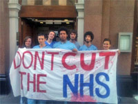 Medical students protest outside 2020Health