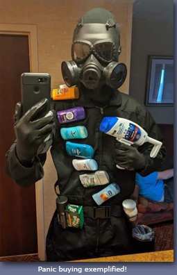 Pic: panic buying of sanitiser and ppe