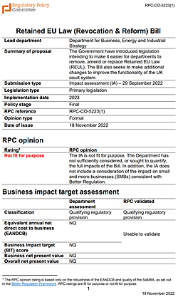 Image: Report on the Retained EU Law Revocation Bill - click to download