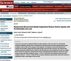 Randomized Government Safety Inspections Reduce Worker Injuries with No Detectable Job Loss