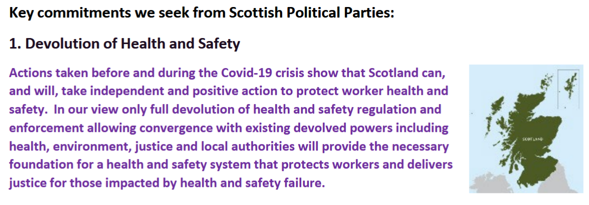 image: para from Scottish Hazards H&S manifesto - click to download