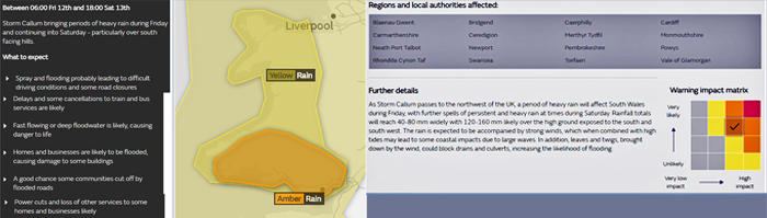 Pic: Weather map and warning