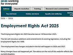 image: ACAS website - click to go to the info on Employment Rights Act changes