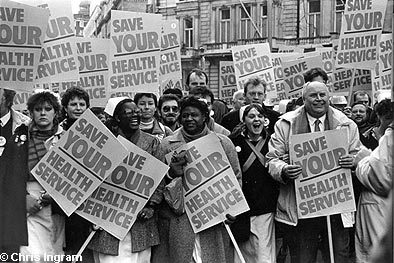 Campaigning aginst Thatcher's NHS policies - nothing changed then!