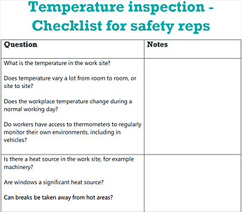 image: Temperature Checklist - click to download