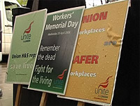 Banners at the WMD event in Manchester